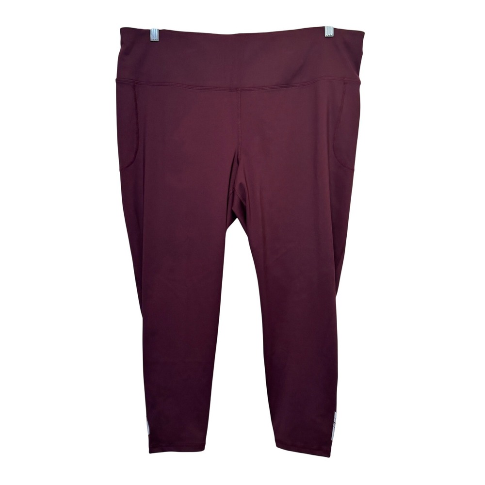 DSG Womens Run 7/8 Tight 2X Burgundy High Rise Performance Activewear Athleisure